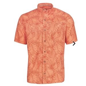 World Wide Sportsman 3XL Coral Leaf Print Button Up Short Sleeve Shirt Mens